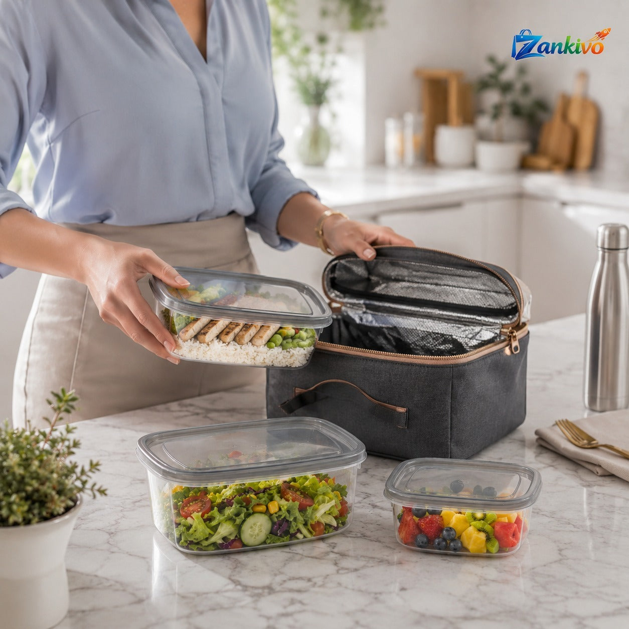 Airtight 3-Piece Food Storage Container Set with Lids | BPA-Free Kitchen Storage Boxes
