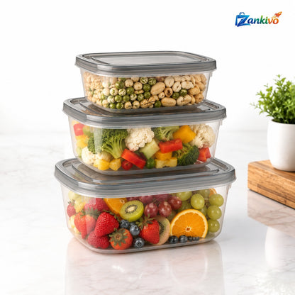 Airtight 3-Piece Food Storage Container Set with Lids | BPA-Free Kitchen Storage Boxes
