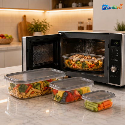 Airtight 3-Piece Food Storage Container Set with Lids | BPA-Free Kitchen Storage Boxes