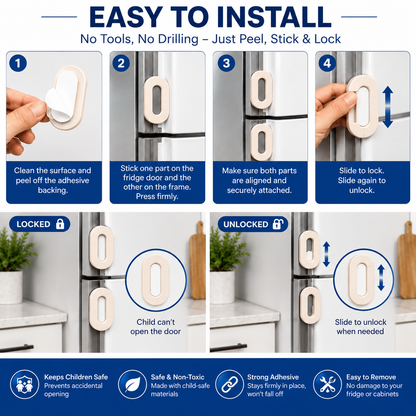 Child Safety Fridge Lock – Premium Baby Proof Cabinet & Refrigerator Door Lock