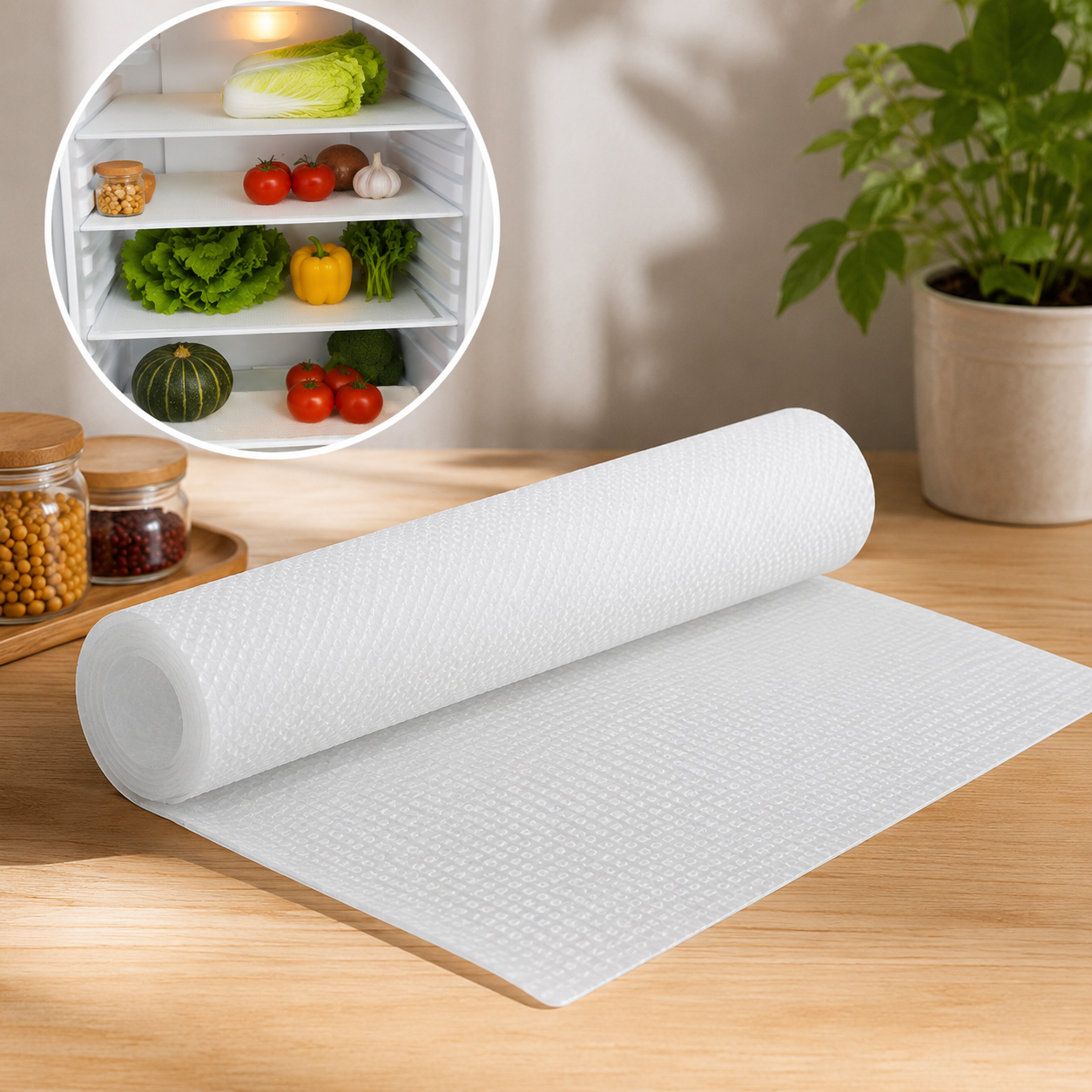 Premium Non-Slip Shelf Liner Roll – Waterproof Refrigerator & Kitchen Cabinet Drawer Mat | Cut-to-Fit Anti-Slip Shelf Protector
