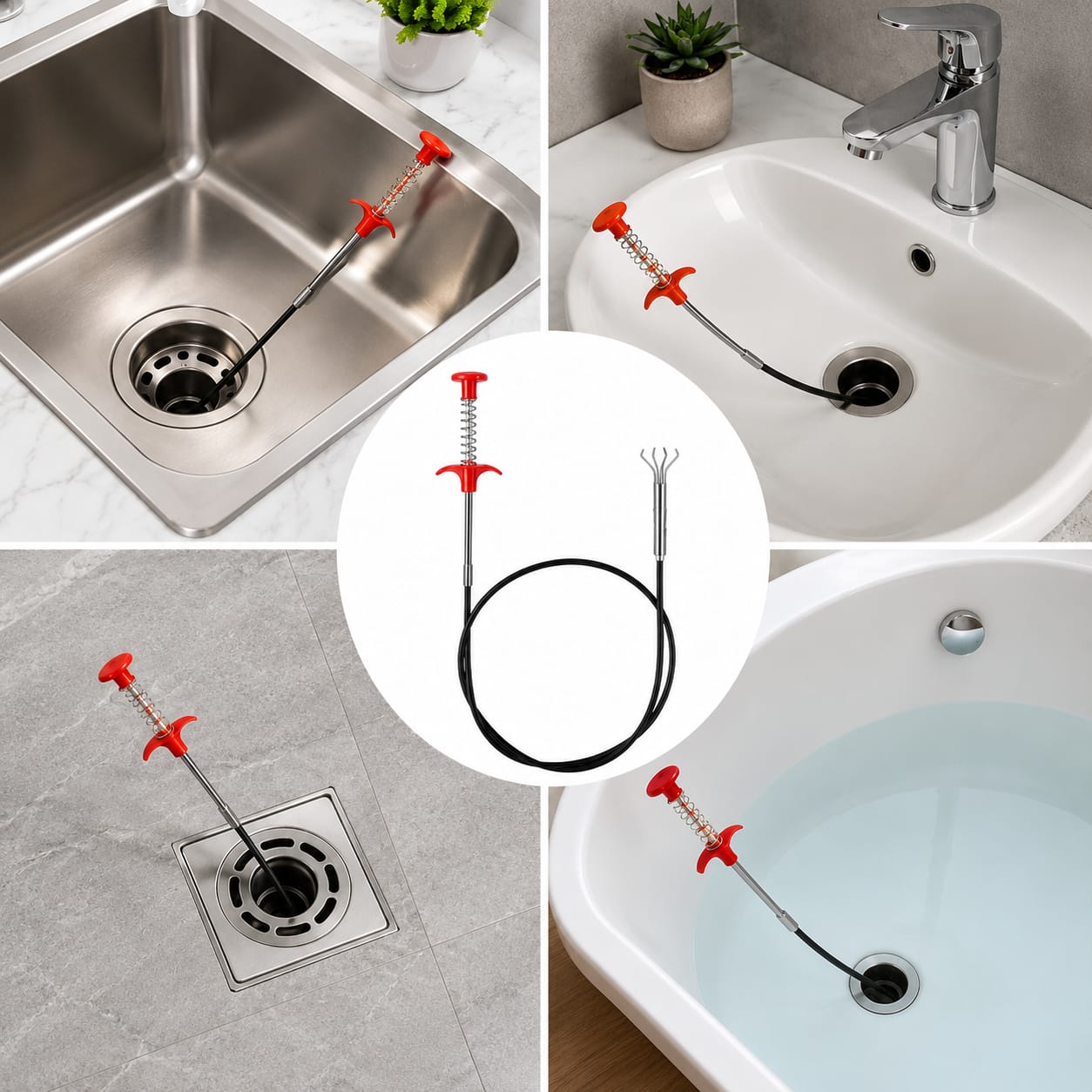 Flexible Drain Cleaner Grabber | Hair & Clog Removal Tool for Bathroom & Kitchen
