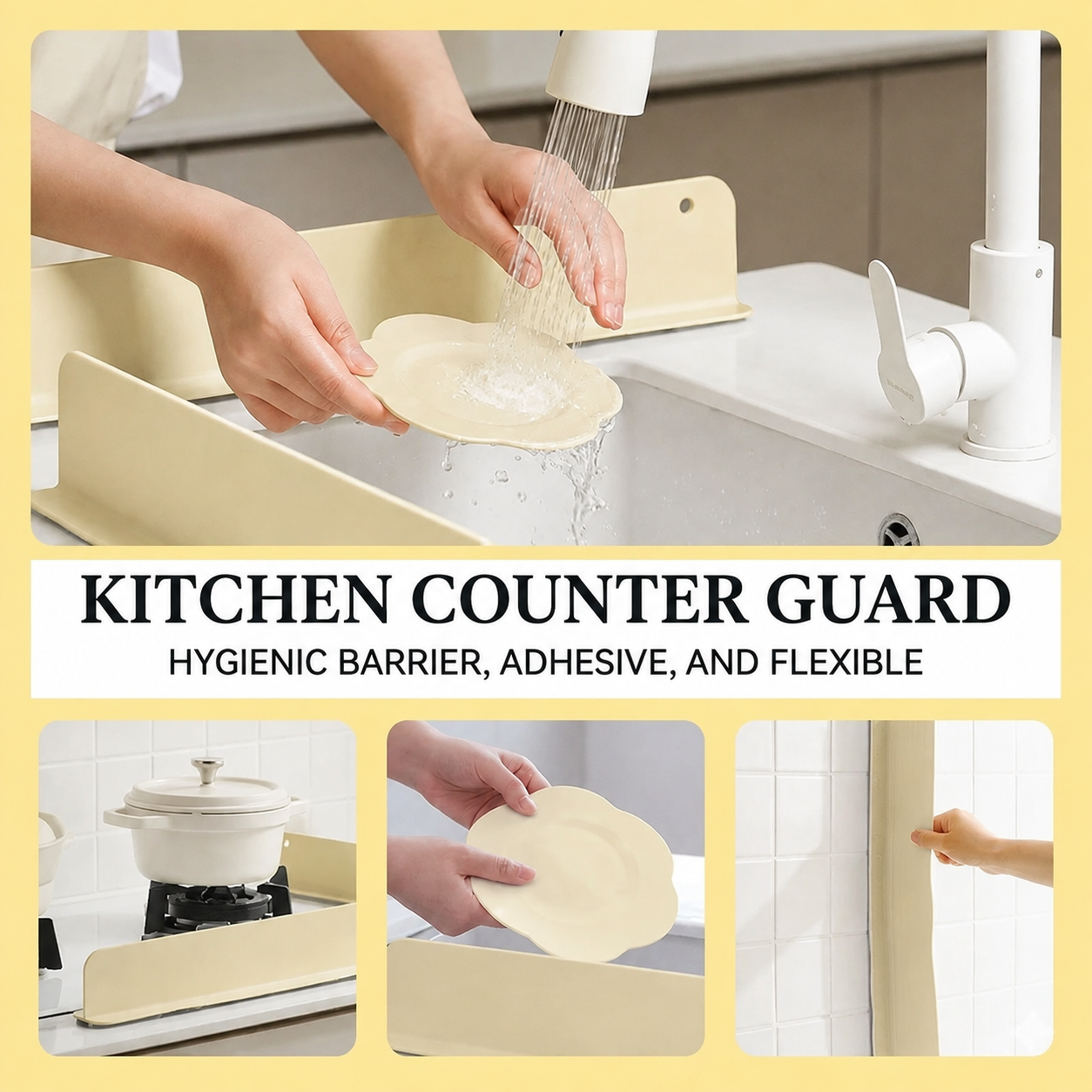 Premium Silicone Kitchen Sink Splash Guard | Anti-Splash Water Barrier