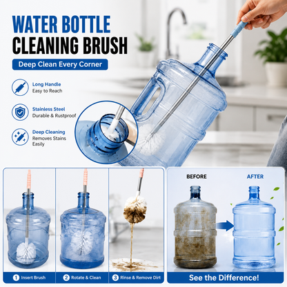 Water Bottle Cleaning Brush with Long Handle | Deep Clean Bottle Scrubber