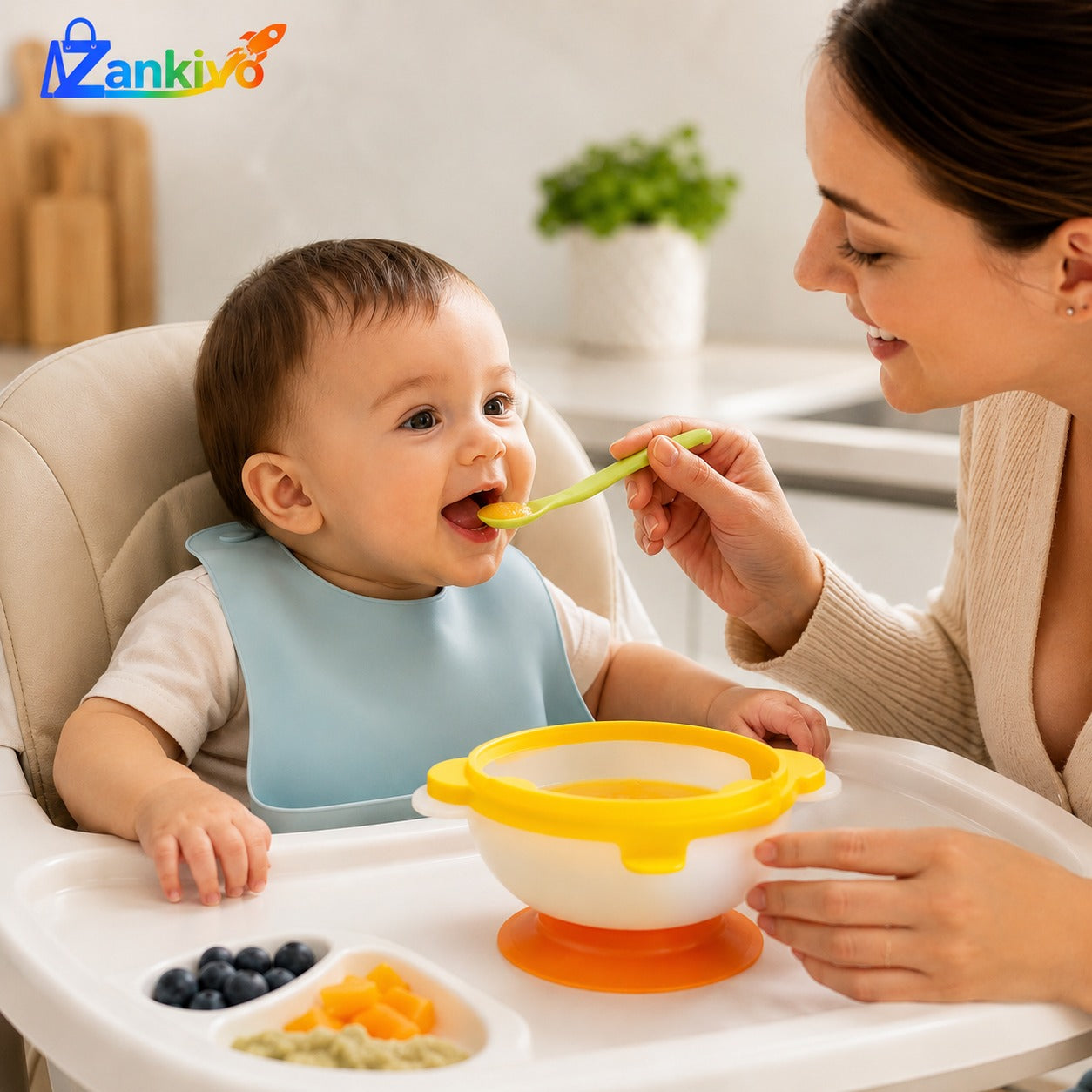 Baby Feeding Bowl with Suction Base & Spoon | BPA-Free Toddler Feeding Bowl