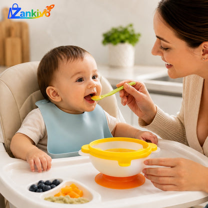 Baby Feeding Bowl with Suction Base & Spoon | BPA-Free Toddler Feeding Bowl