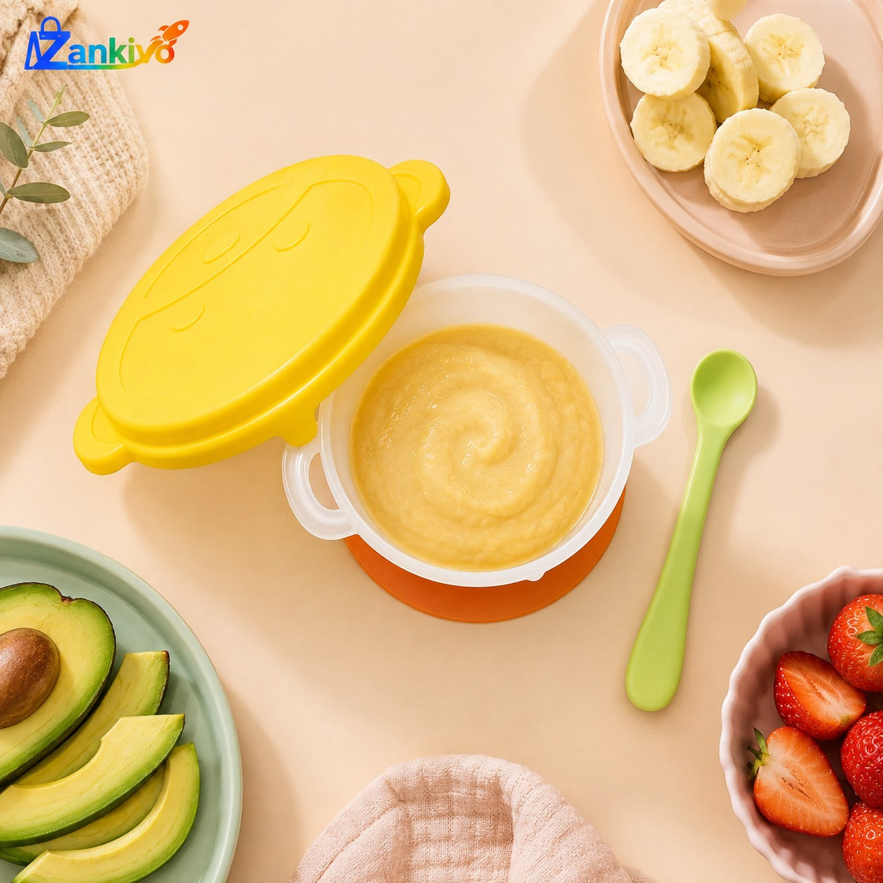 Baby Feeding Bowl with Suction Base & Spoon | BPA-Free Toddler Feeding Bowl