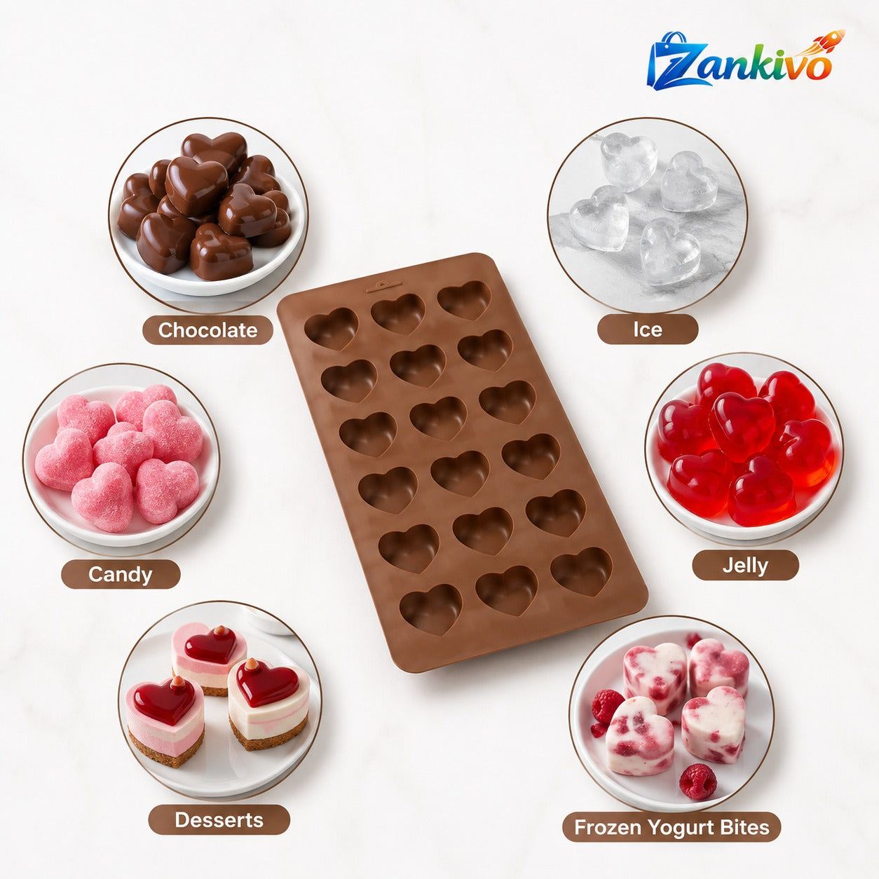 Heart Shape Silicone Chocolate Mold – Non-Stick DIY Candy, Jelly, Ice Cube & Dessert Baking Tray