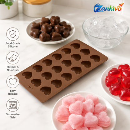 Heart Shape Silicone Chocolate Mold – Non-Stick DIY Candy, Jelly, Ice Cube & Dessert Baking Tray