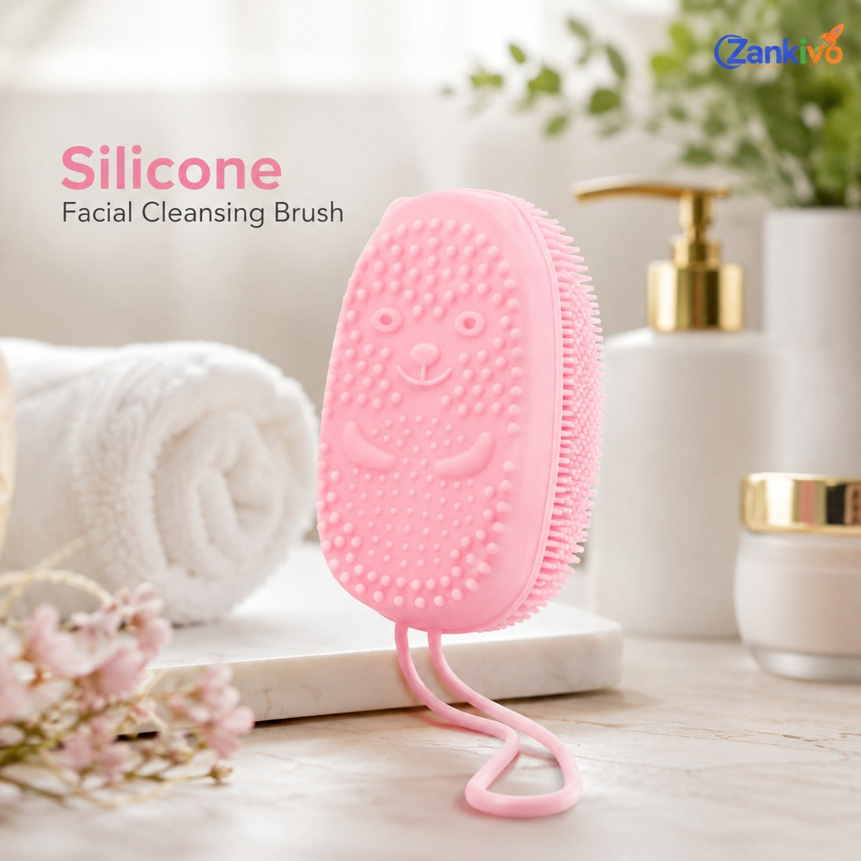 2-in-1 Silicone Bath Body Scrubber Brush – Soft Exfoliating Shower Massage Brush with Soap Dispenser