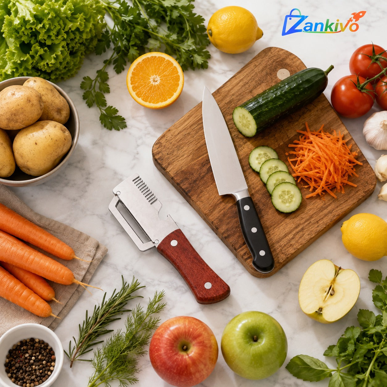 Premium Vegetable Peeler & Julienne Cutter | Stainless Steel Fruit & Potato Peeler