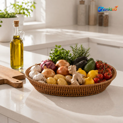 Premium Woven Fruit Basket | Decorative Kitchen Fruit & Vegetable Storage Basket