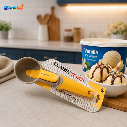 Premium Ice Cream Scoop with Easy Release Trigger – Heavy Duty Non-Stick Ice Cream Scooper for Perfect Ice Cream, Gelato & Frozen Desserts