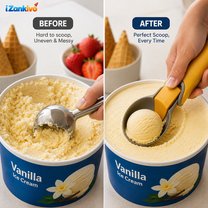 Premium Ice Cream Scoop with Easy Release Trigger – Heavy Duty Non-Stick Ice Cream Scooper for Perfect Ice Cream, Gelato & Frozen Desserts