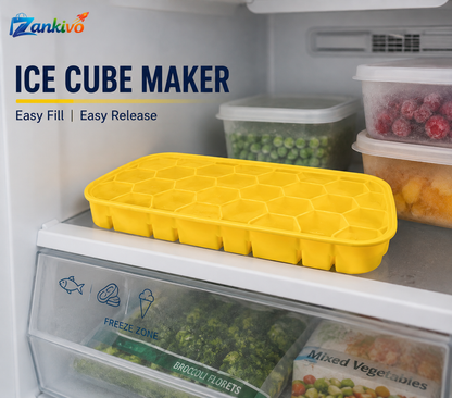 Ice Cube Tray | Flexible Silicone Ice Cube Maker | Easy Release Ice Mold | Food Grade Freezer Tray