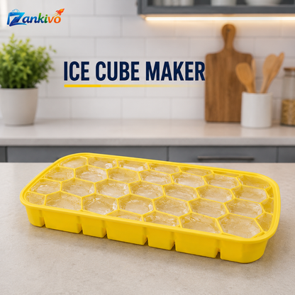 Ice Cube Tray | Flexible Silicone Ice Cube Maker | Easy Release Ice Mold | Food Grade Freezer Tray