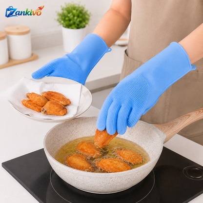 Silicone Cleaning Gloves | Heat Resistant Scrubbing Gloves for Kitchen & Household Cleaning