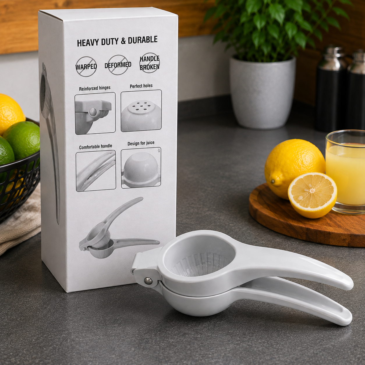 Premium Manual Citrus Lemon Squeezer | Heavy Duty Hand Lemon Juicer | Easy Juice Extractor for Kitchen