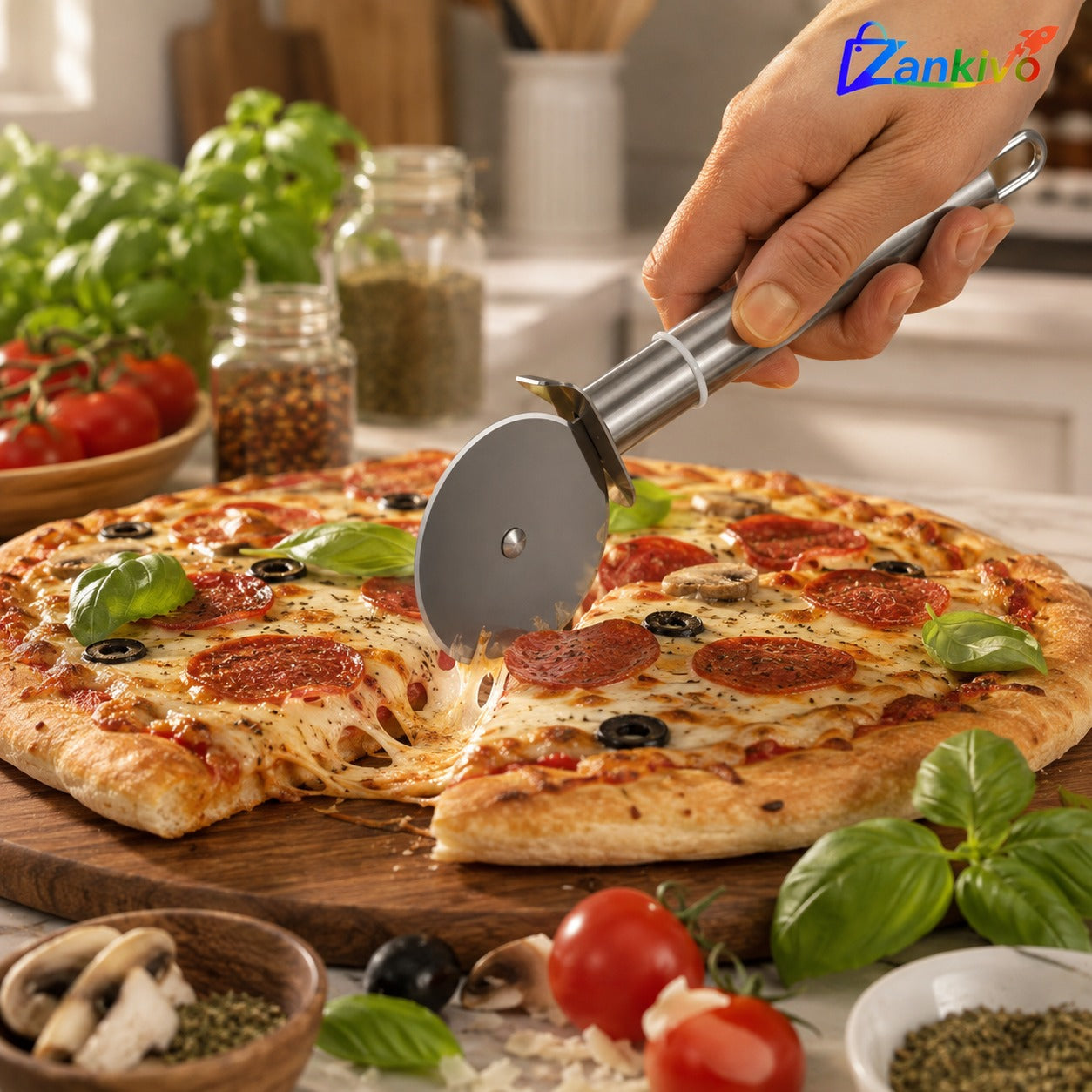 Premium Pizza Cutter Wheel | Stainless Steel Pizza Slicer for Home Kitchen