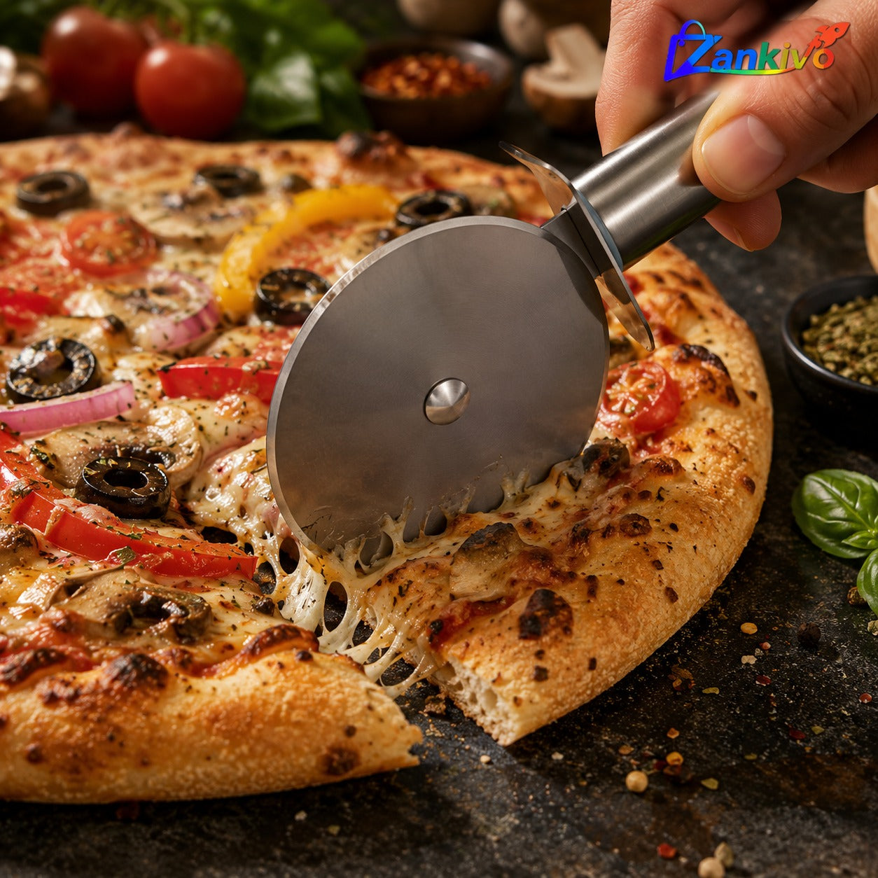 Premium Pizza Cutter Wheel | Stainless Steel Pizza Slicer for Home Kitchen