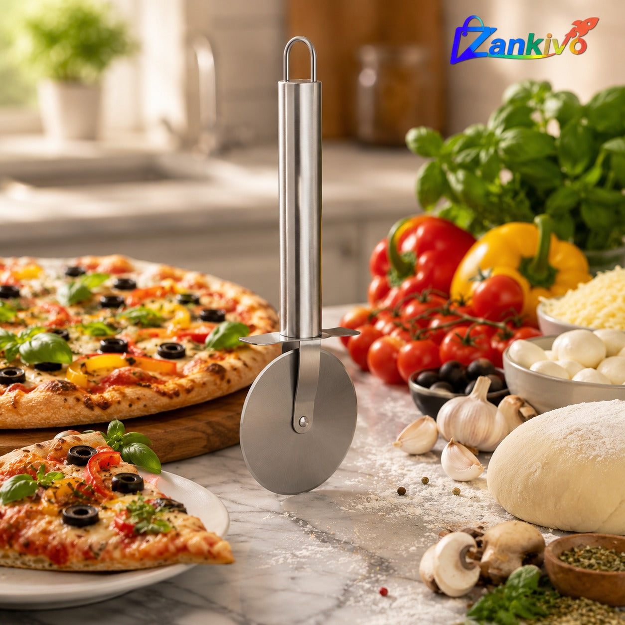 Premium Pizza Cutter Wheel | Stainless Steel Pizza Slicer for Home Kitchen