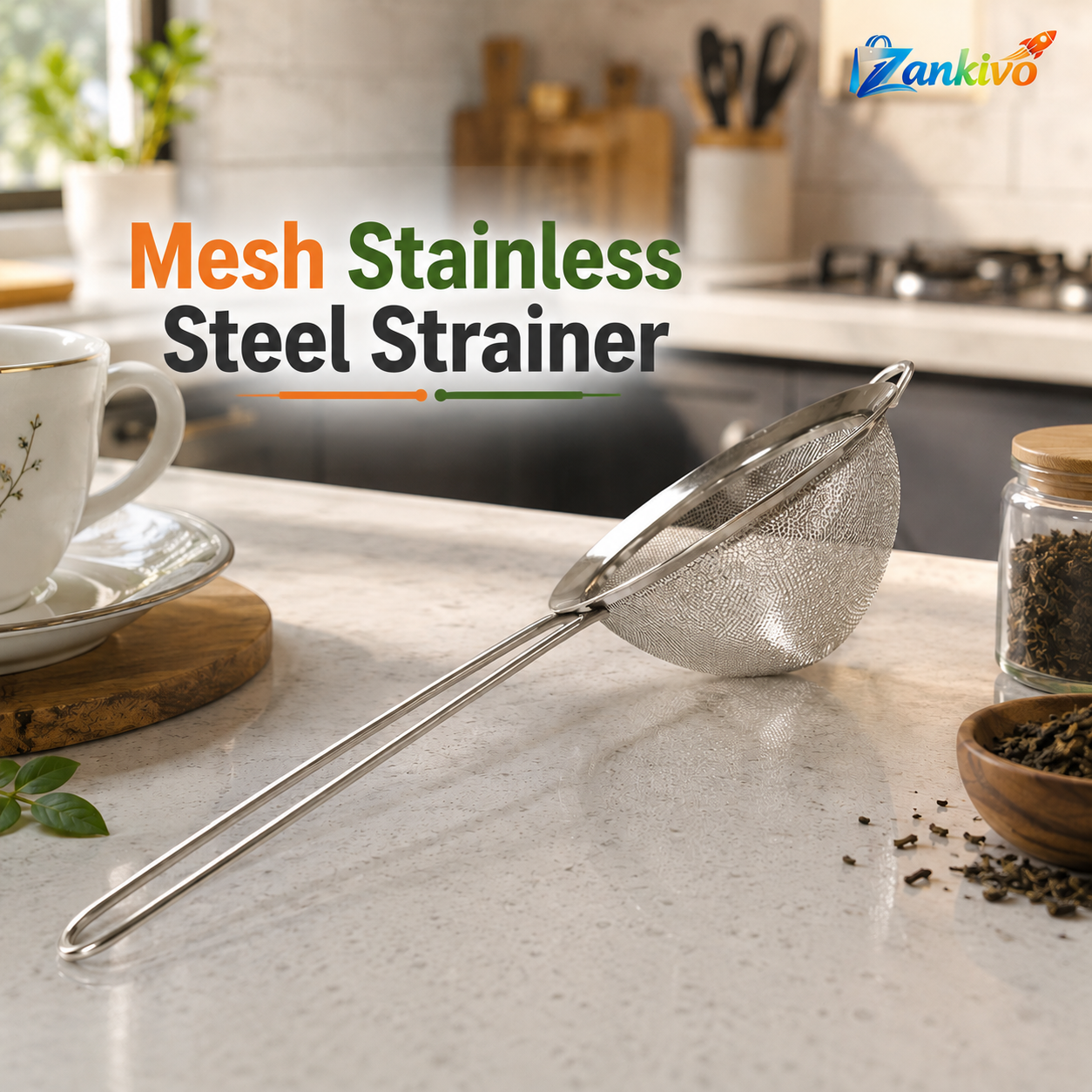 Stainless Steel Mesh Strainer | Fine Mesh Kitchen Sieve for Tea, Frying & Food Straining