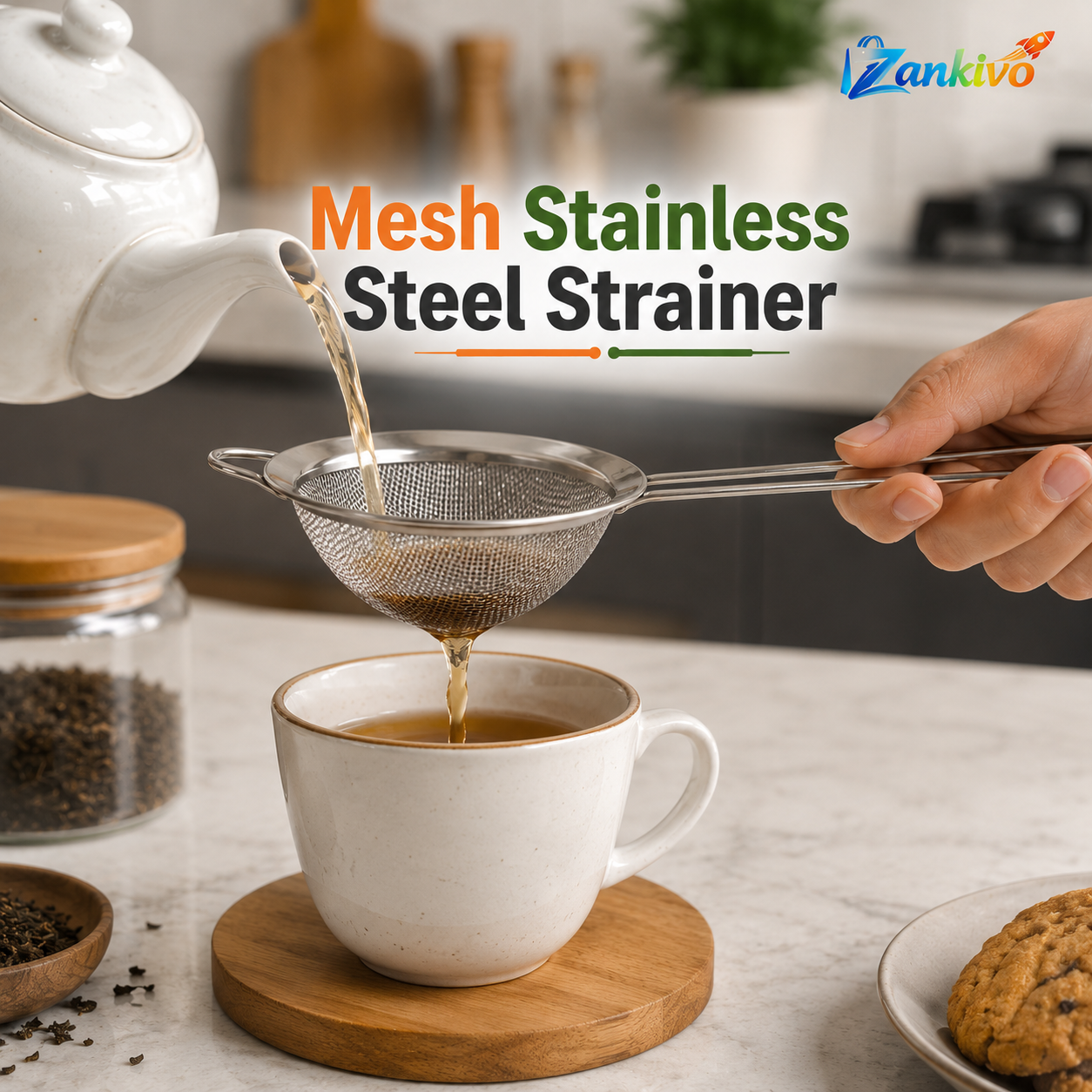 Stainless Steel Mesh Strainer | Fine Mesh Kitchen Sieve for Tea, Frying & Food Straining