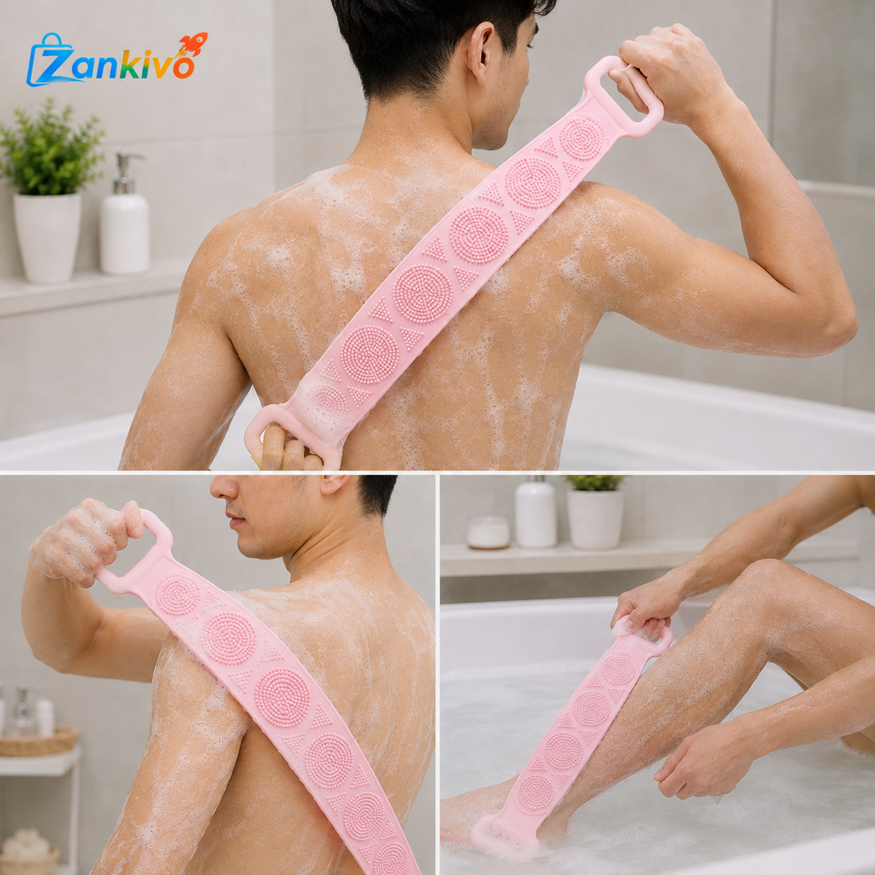 Silicone Back Scrubber | Soft Exfoliating Bath Belt for Deep Body Cleaning