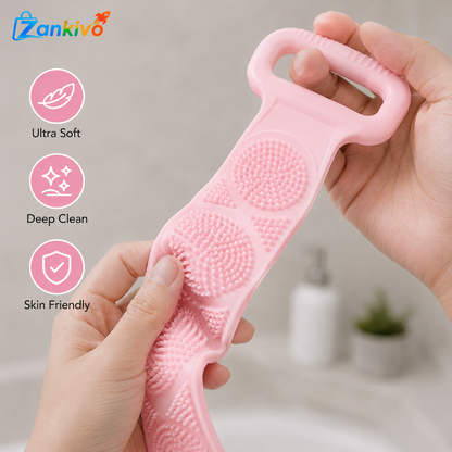 Silicone Back Scrubber | Soft Exfoliating Bath Belt for Deep Body Cleaning