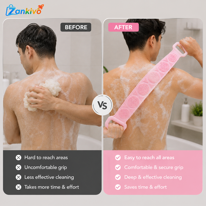 Silicone Back Scrubber | Soft Exfoliating Bath Belt for Deep Body Cleaning
